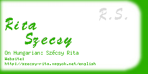 rita szecsy business card